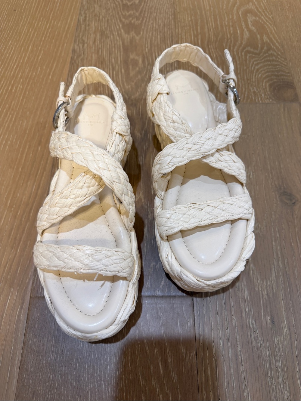 Marc FisherLTD Genie white woven platform sandals Size 8
